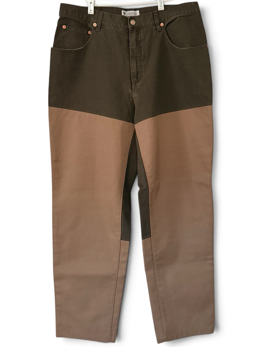 Columbia Men’s Two-Tone Brown Green Hunting Work Jeans Pants NWT 36x32